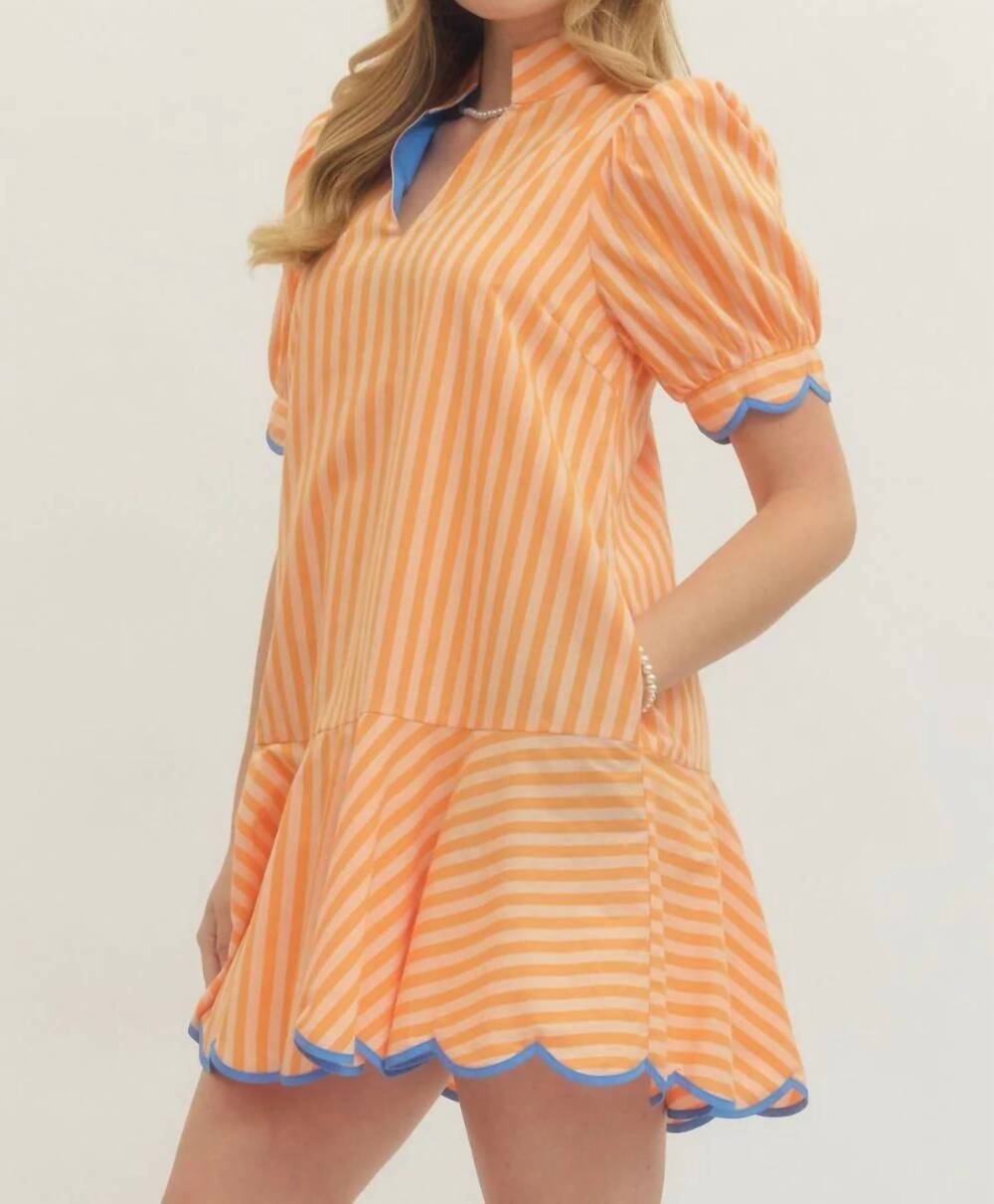 NEW ENTRO scallop dress in orange